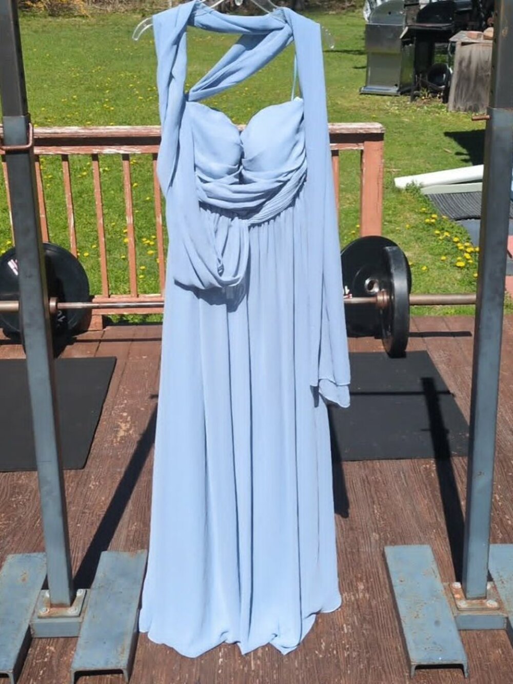 Birdy Grey Dress Gown Light Blue XL Strapless Long Chiffon Formal Prom Romantic